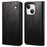 For iPhone 14 Plus Waxy Crazy Horse Texture Phone Case PU Leather TPU Stand Wallet Cover - Black - 1