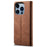 For iPhone 14 Pro 6.1 inch Phone Flip Wallet Cover Stand Scratch-resistant Jeans Cloth Texture PU Leather Mobile Phone Case - Coffee - 6