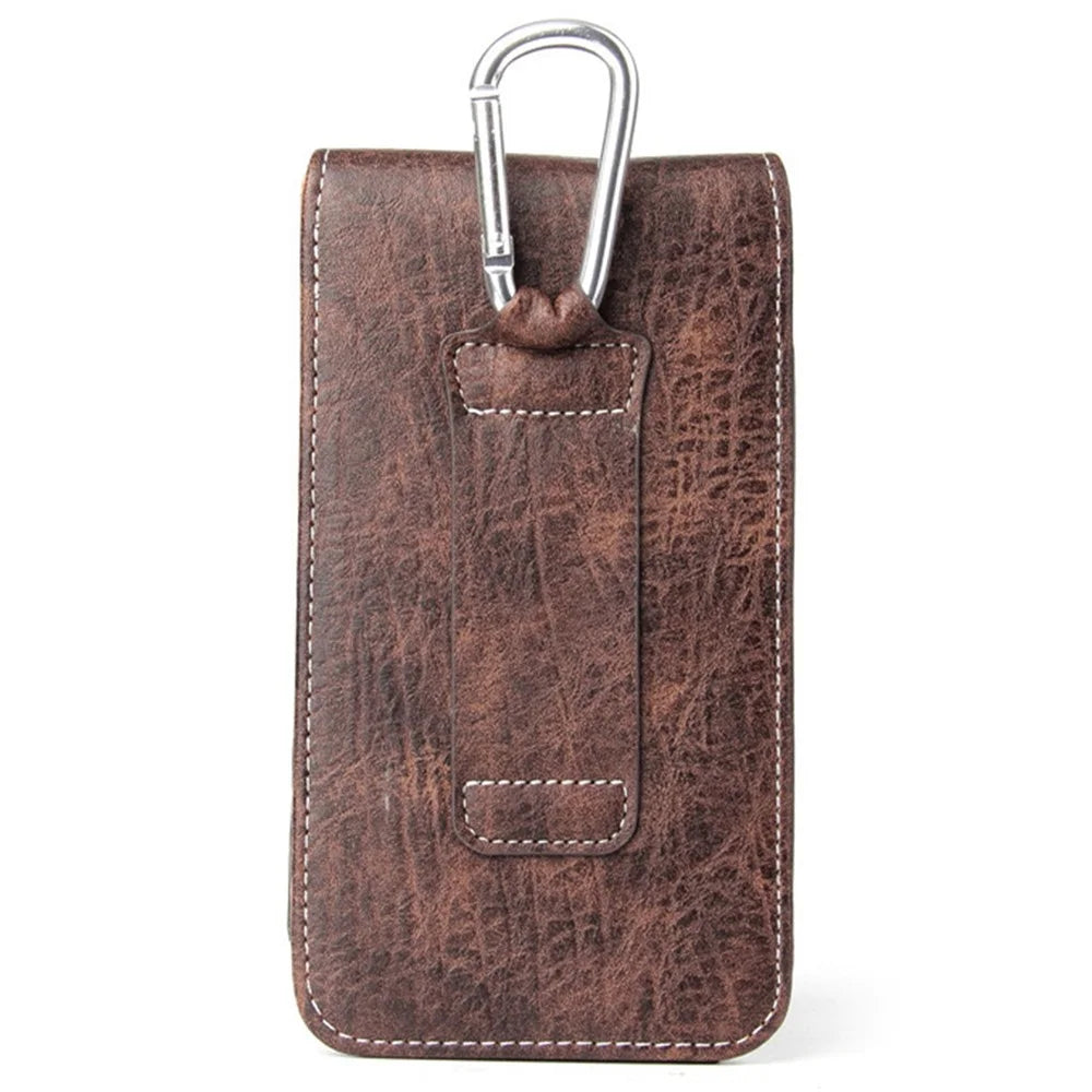 Multifunction Vertical Mobile Phone Bag for 6.3-inch Cell Phones PU Leather Waist Pouch - Dark Coffee - 2