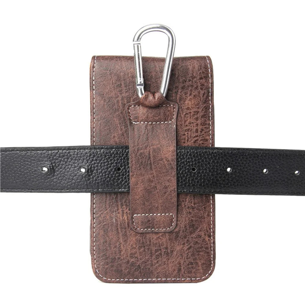 Multifunction Vertical Mobile Phone Bag for 6.3-inch Cell Phones PU Leather Waist Pouch - Dark Coffee - 4