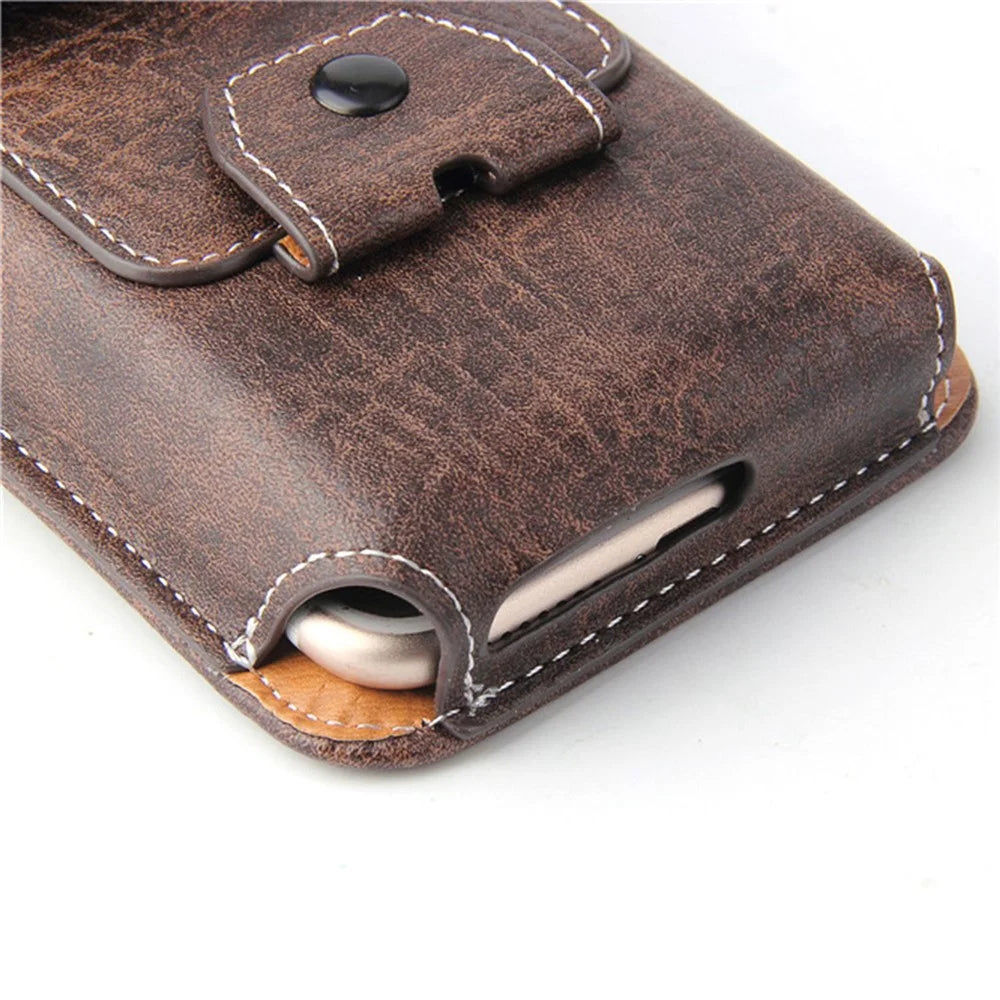 Multifunction Vertical Mobile Phone Bag for 6.3-inch Cell Phones PU Leather Waist Pouch - Dark Coffee - 5