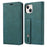 For iPhone 14 Plus Shockproof Phone Flip Wallet Case Scratch-resistant Phone Cover Stand with Wristband - Green - 1