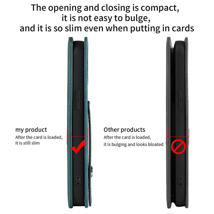 For iPhone 14 Plus Shockproof Phone Flip Wallet Case Scratch-resistant Phone Cover Stand with Wristband - Green - 4