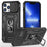 Mobile Phone Case for iPhone 14 Pro Max 6.7 inch, PC + TPU Ring Kickstand Cell Phone Shell with Slide Camera Protector - Black - 1