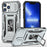 For iPhone 14 Pro 6.1 inch Hard PC + TPU Ring Kickstand Cell Phone Case Slide Camera Cover Anti-fingerprint Phone Shell - Grey - 1