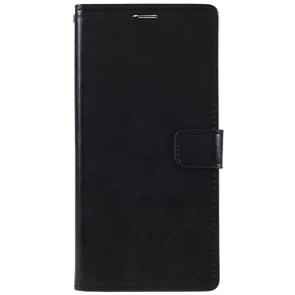 MERCURY GOOSPERY Blue Moon Wallet Case for iPhone 14 Pro 6.1 inch, Shockproof PU Leather Stand Flip Magnetic Clasp Mobile Phone Cover - Black - 2