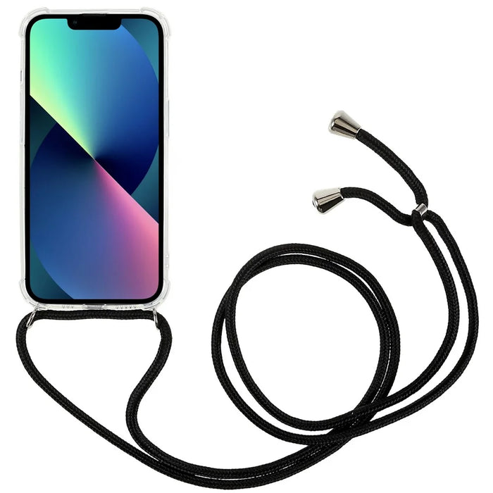 For iPhone 14 Plus Anti-scratch Soft TPU Phone Case Reinforced Corner Cover with Lanyard - 2