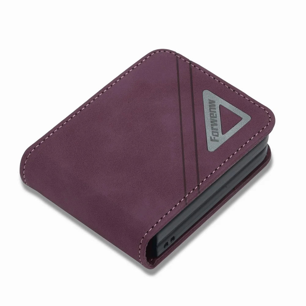 FORWENW F3-Series For Samsung Galaxy Z Flip4 5G Card Slot Design Flipping Case PU Leather Well-protected Shell with Stand - Wine Red - 5