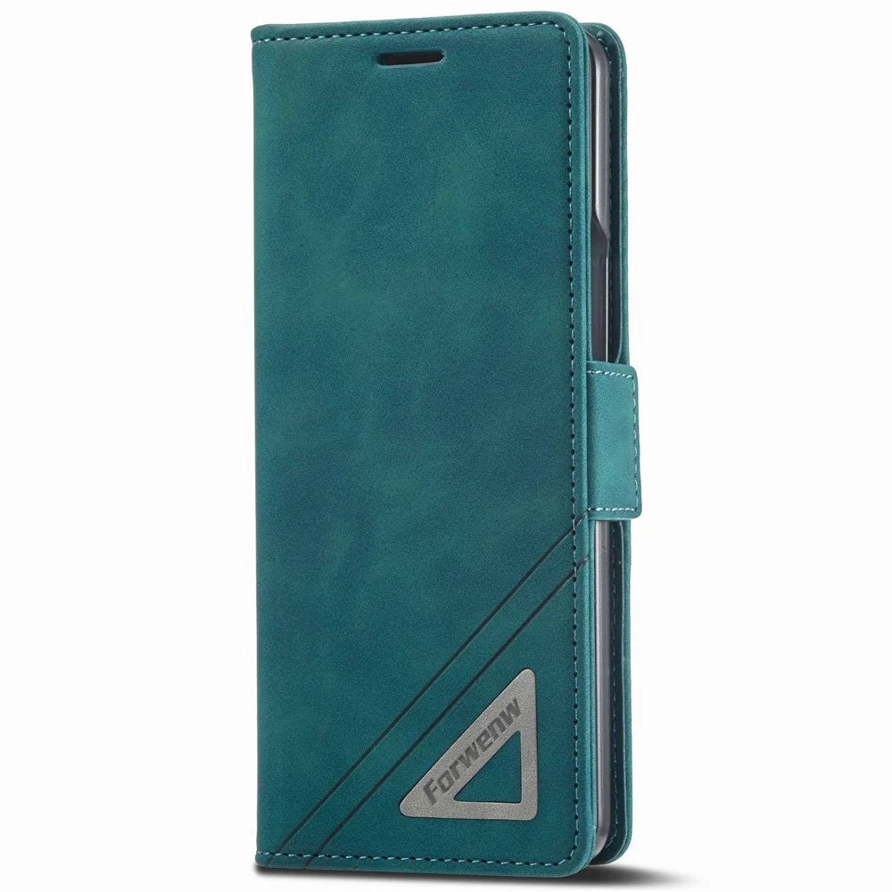 FORWENW F3-Series For Samsung Galaxy Z Fold3 5G Anti-fall Flip Wallet Case PU Leather Protective Cover with Stand Phone Shell - Cyan - 7