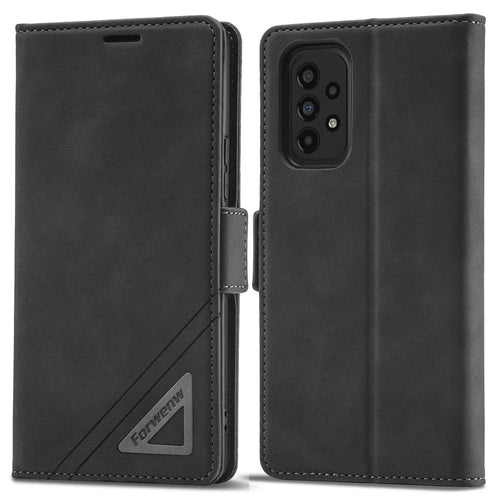 FORWENW F3-Series For Samsung Galaxy F23 5G / M23 5G / A23 5G (Global Version) / 4G Full Protection Phone Flip Wallet Case PU Leather Protective Cover with Stand Card Holder - Black - 1