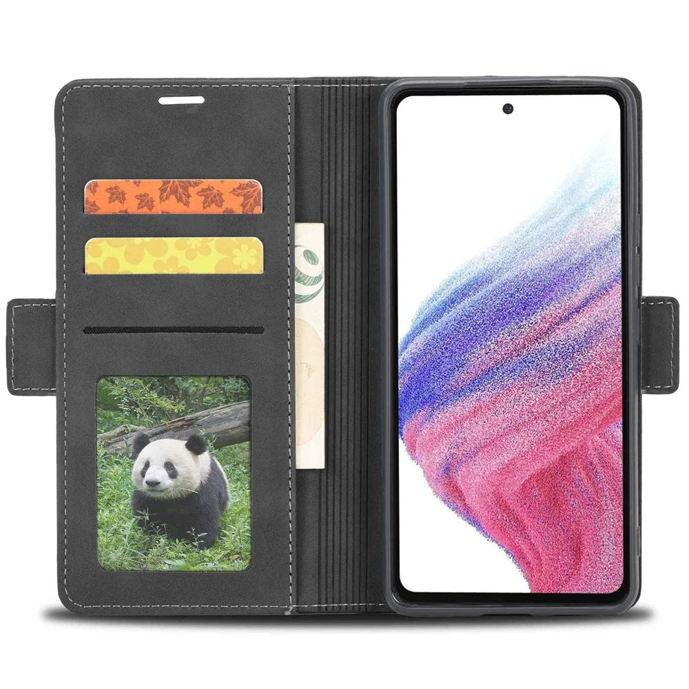 FORWENW F3-Series For Samsung Galaxy F23 5G / M23 5G / A23 5G (Global Version) / 4G Full Protection Phone Flip Wallet Case PU Leather Protective Cover with Stand Card Holder - Black - 2
