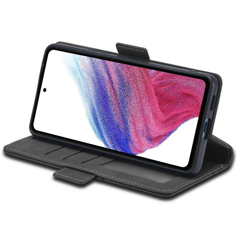 FORWENW F3-Series For Samsung Galaxy F23 5G / M23 5G / A23 5G (Global Version) / 4G Full Protection Phone Flip Wallet Case PU Leather Protective Cover with Stand Card Holder - Black - 3