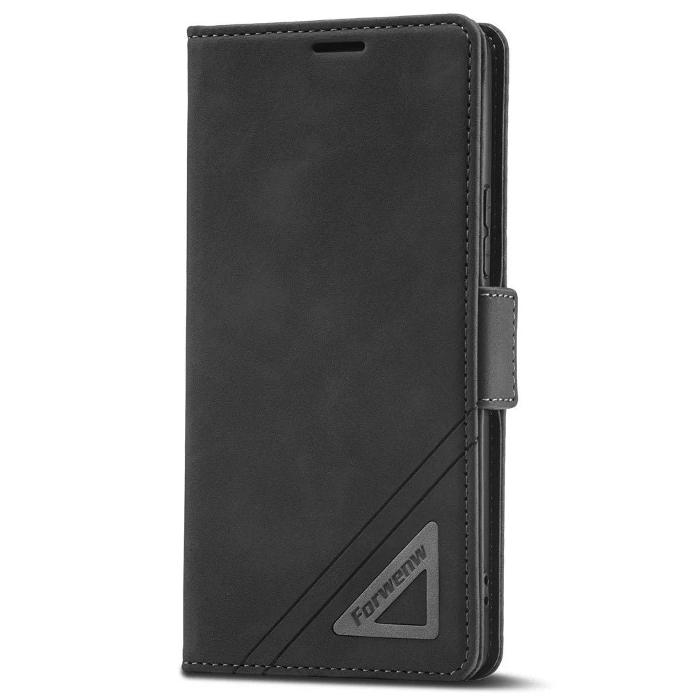FORWENW F3-Series For Samsung Galaxy F23 5G / M23 5G / A23 5G (Global Version) / 4G Full Protection Phone Flip Wallet Case PU Leather Protective Cover with Stand Card Holder - Black - 7