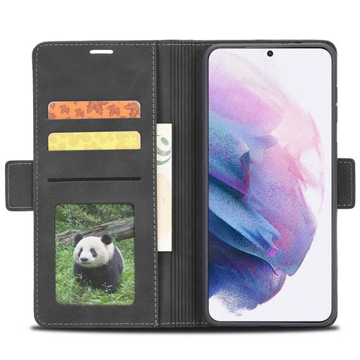 FORWENW F3-Series For Samsung Galaxy S21 FE 5G Phone Flip Leather Case Card Holder Wear-resistant Magnetic Wallet Cover Stand Protective Phone Shell - Black - 2