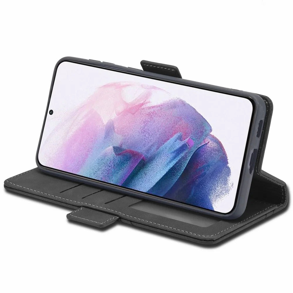 FORWENW F3-Series For Samsung Galaxy S21 FE 5G Phone Flip Leather Case Card Holder Wear-resistant Magnetic Wallet Cover Stand Protective Phone Shell - Black - 3