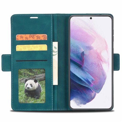 FORWENW F3-Series For Samsung Galaxy S22+ 5G Drop-proof Flip Wallet Case Card Holder PU Leather Mobile Phone Cover with Stand Protective Shell - Cyan - 2