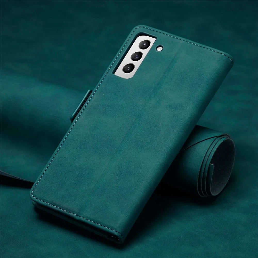 FORWENW F3-Series For Samsung Galaxy S22+ 5G Drop-proof Flip Wallet Case Card Holder PU Leather Mobile Phone Cover with Stand Protective Shell - Cyan - 6