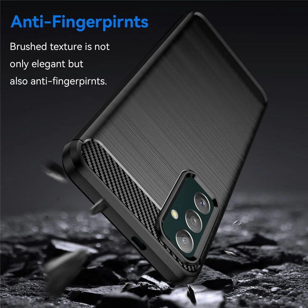 For Samsung Galaxy M13 4G / M13 (India) 4G / F13 4G / M23 5G / F23 5G Carbon Fiber Texture Soft TPU Case Drop-proof Brushed Phone Cover - Black - 3