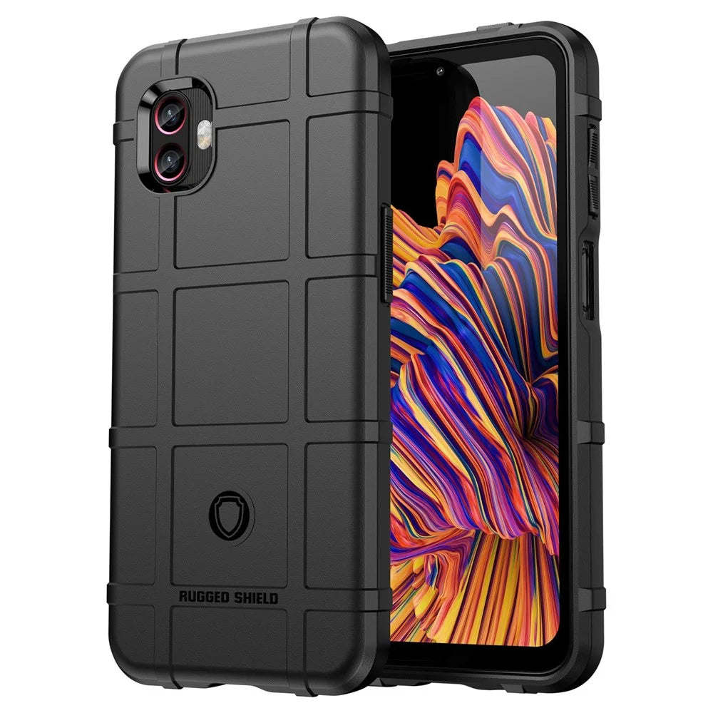 For Samsung Galaxy Xcover6 Pro 5G / Xcover Pro 2 5G Rugged Square Grid Protective Case Thickened TPU Shockproof Phone Shell - Black - 1