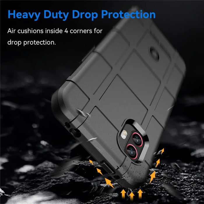 For Samsung Galaxy Xcover6 Pro 5G / Xcover Pro 2 5G Rugged Square Grid Protective Case Thickened TPU Shockproof Phone Shell - Black - 3