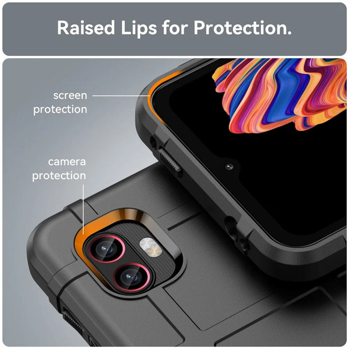 For Samsung Galaxy Xcover6 Pro 5G / Xcover Pro 2 5G Rugged Square Grid Protective Case Thickened TPU Shockproof Phone Shell - Black - 6