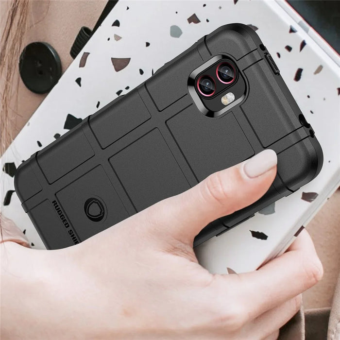 For Samsung Galaxy Xcover6 Pro 5G / Xcover Pro 2 5G Rugged Square Grid Protective Case Thickened TPU Shockproof Phone Shell - Black - 7