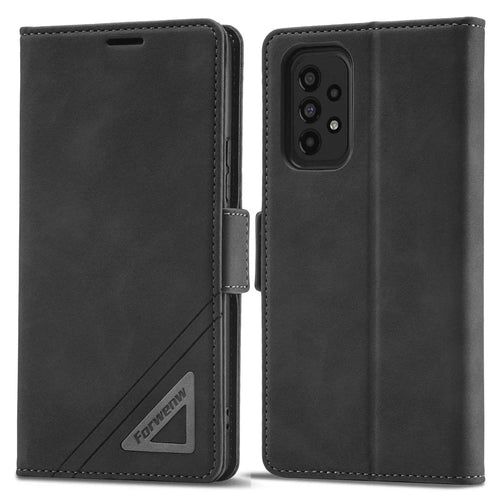 FORWENW F3-Series For Samsung Galaxy A53 5G Full Protection Wallet Style Case Flip PU Leather Mobile Phone Shell with Stand - Black - 1