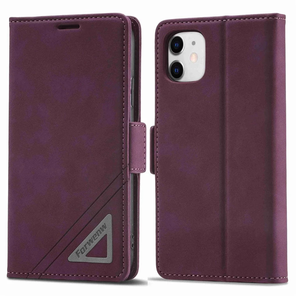 FORWENW F3-Series For iPhone 11 6.1 inch All-inclusive Protection Wallet Case PU Leather Flip Cell Phone Cover with Stand - Wine Red - 1