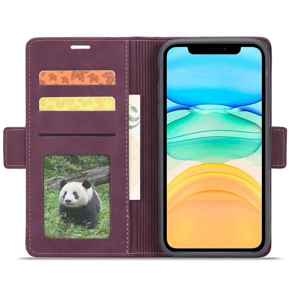 FORWENW F3-Series For iPhone 11 6.1 inch All-inclusive Protection Wallet Case PU Leather Flip Cell Phone Cover with Stand - Wine Red - 2