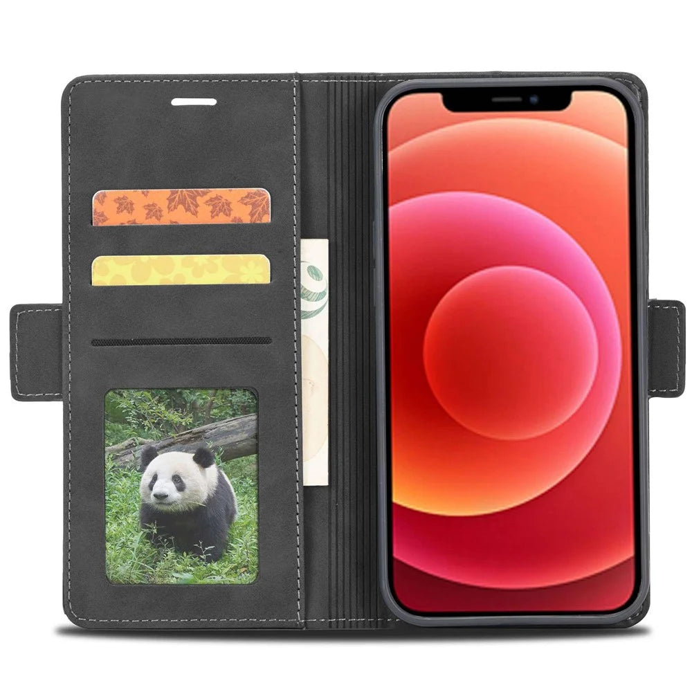 FORWENW F3-Series For iPhone 12 / 12 Pro 6.1 inch All-around Protection Wallet Feature Case PU Leather Magnetic Phone Cover with Stand - Black - 2