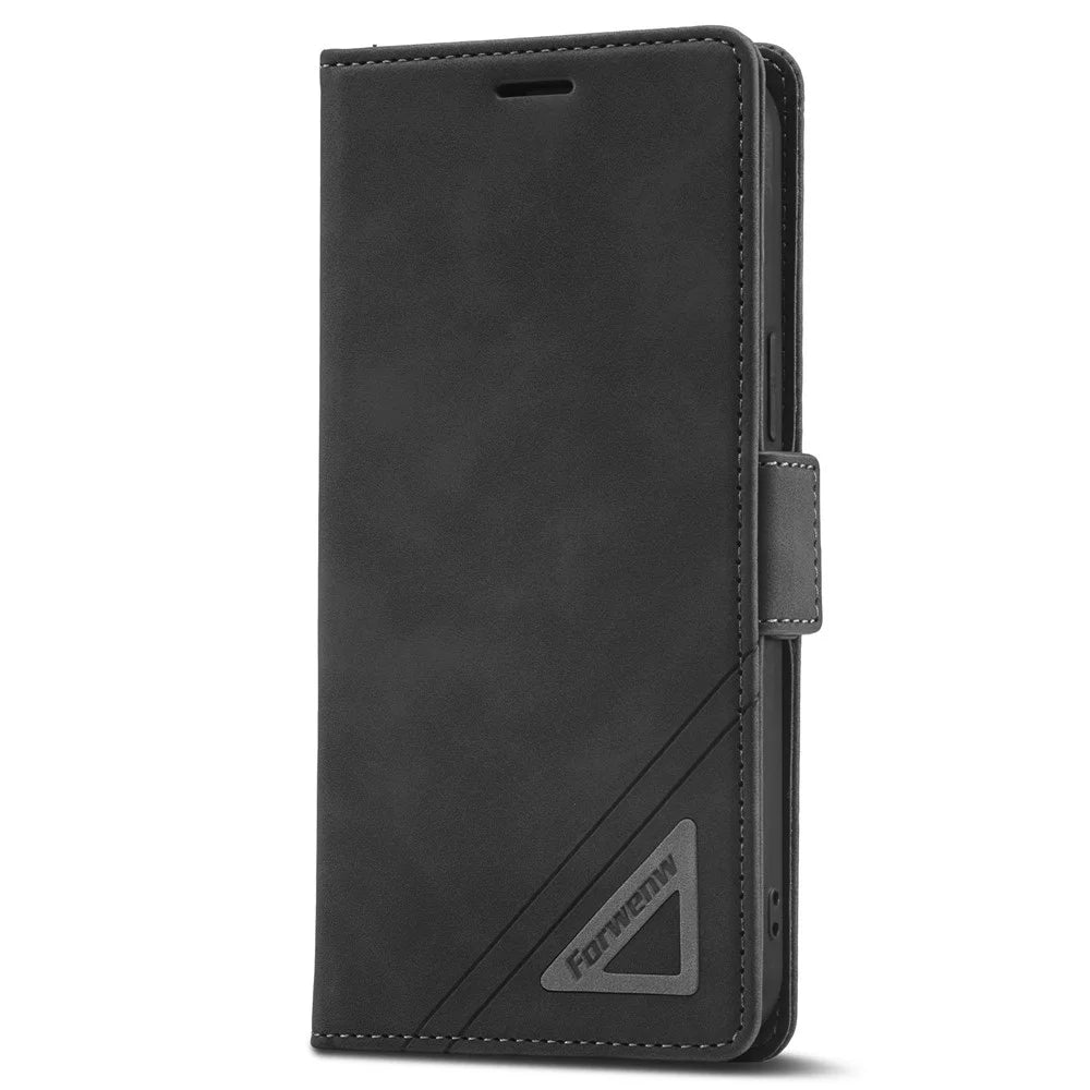 FORWENW F3-Series For iPhone 12 / 12 Pro 6.1 inch All-around Protection Wallet Feature Case PU Leather Magnetic Phone Cover with Stand - Black - 7