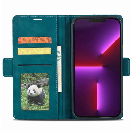 FORWENW F3-Series For iPhone 13 Pro 6.1 inch Drop-proof Anti-scratch Wallet Case PU Leather Cell Phone Cover with Stand - Cyan - 2