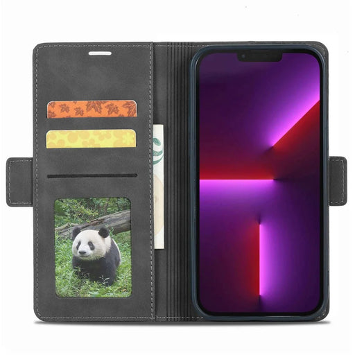 FORWENW F3-Series For iPhone 13 Pro Max 6.7 inch Shockproof Stand Wallet Case PU Leather Flip Phone Cover - Black - 2