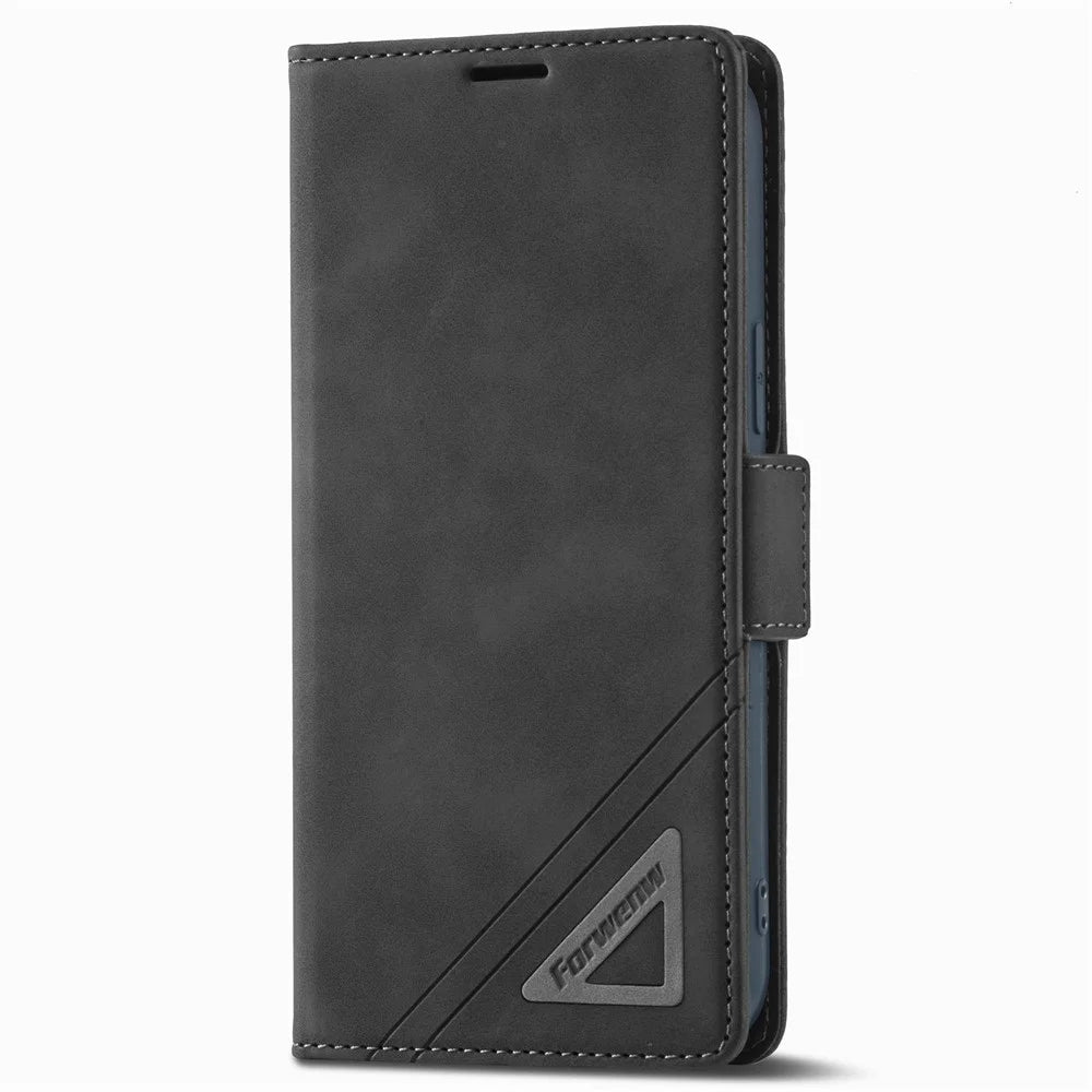 FORWENW F3-Series For iPhone 13 Pro Max 6.7 inch Shockproof Stand Wallet Case PU Leather Flip Phone Cover - Black - 7