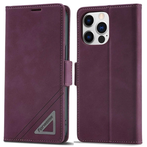 FORWENW F3-Series For iPhone 14 Pro Max 6.7 inch Wallet PU Leather + TPU Case Anti-scratch Phone Cover with Stand - Wine Red - 1