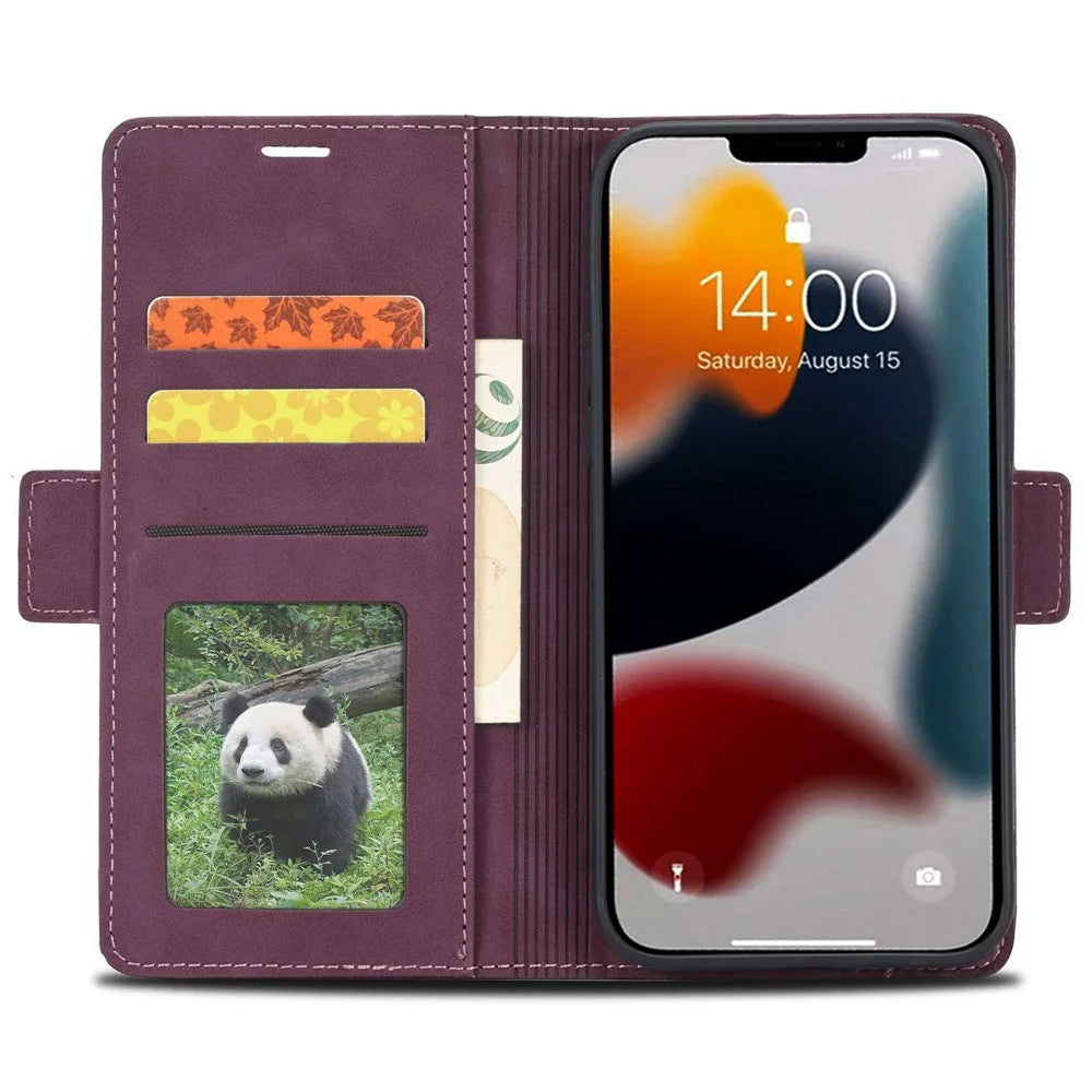 FORWENW F3-Series For iPhone 14 Pro Max 6.7 inch Wallet PU Leather + TPU Case Anti-scratch Phone Cover with Stand - Wine Red - 2