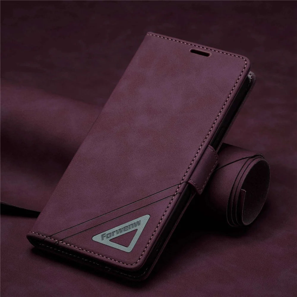 FORWENW F3-Series For iPhone 14 Pro Max 6.7 inch Wallet PU Leather + TPU Case Anti-scratch Phone Cover with Stand - Wine Red - 5