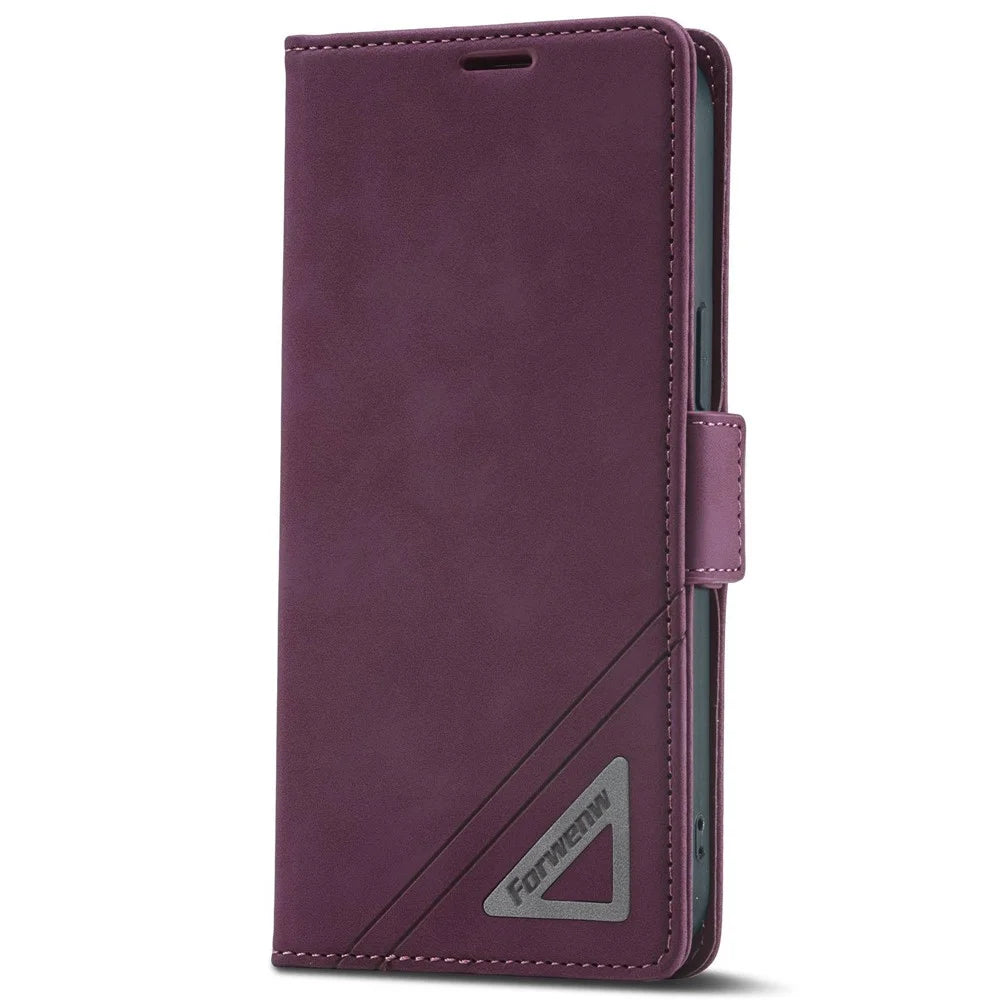 FORWENW F3-Series For iPhone 14 Pro Max 6.7 inch Wallet PU Leather + TPU Case Anti-scratch Phone Cover with Stand - Wine Red - 7
