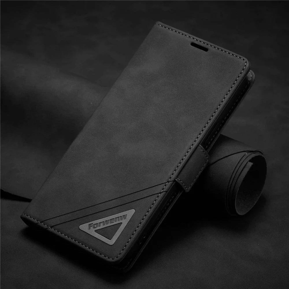 FORWENW F3-Series For iPhone 14 Plus Folio Flip Wallet Protective Case PU Leather Anti-fall Phone Cover with Stand - Black - 5