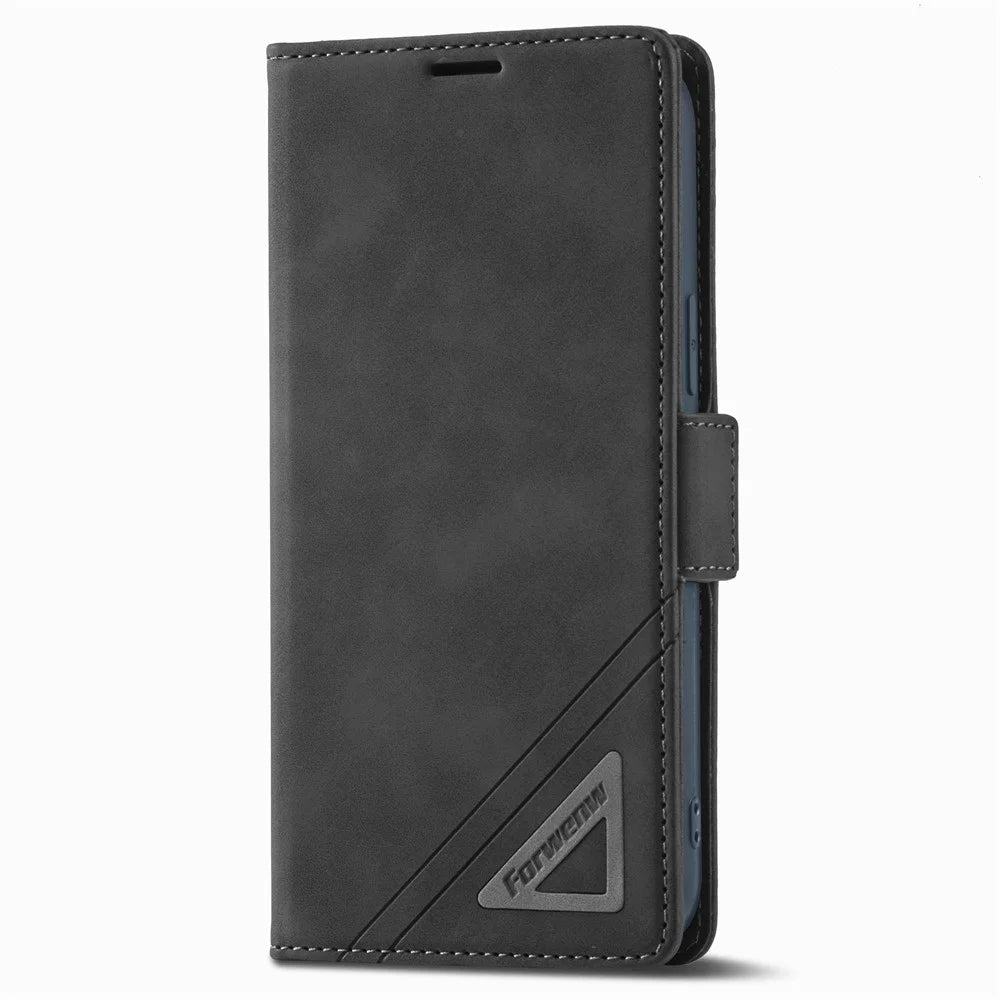 FORWENW F3-Series For iPhone 14 Plus Folio Flip Wallet Protective Case PU Leather Anti-fall Phone Cover with Stand - Black - 7