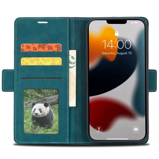 FORWENW F3-Series For iPhone 14 Pro 6.1 inch Folio Flip Wallet Well-protected Case PU Leather Phone Cover with Stand - Cyan - 2