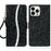 For iPhone 14 Pro 6.1 inch Glitter PU Leather Stand Wallet Style Phone Case Bling Folio Flip Protector with Hand Strap - Black - 1
