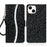 For iPhone 14 6.1 inch Glitter Bling PU Leather Wallet Style Phone Case Adjustable Stand Flip Shell with Hand Strap - Black - 1