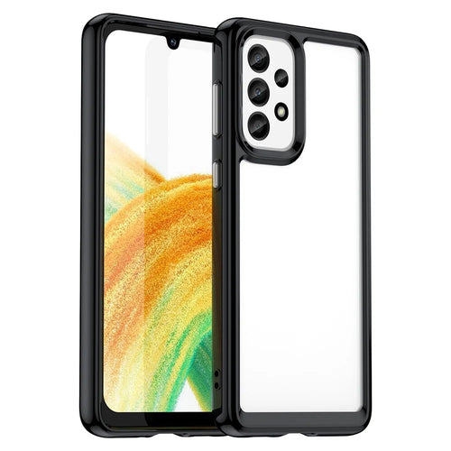 For Samsung Galaxy A33 5G TPU Frame  Acrylic Back Cover Drop-proof Protective Phone Case - Black - 1
