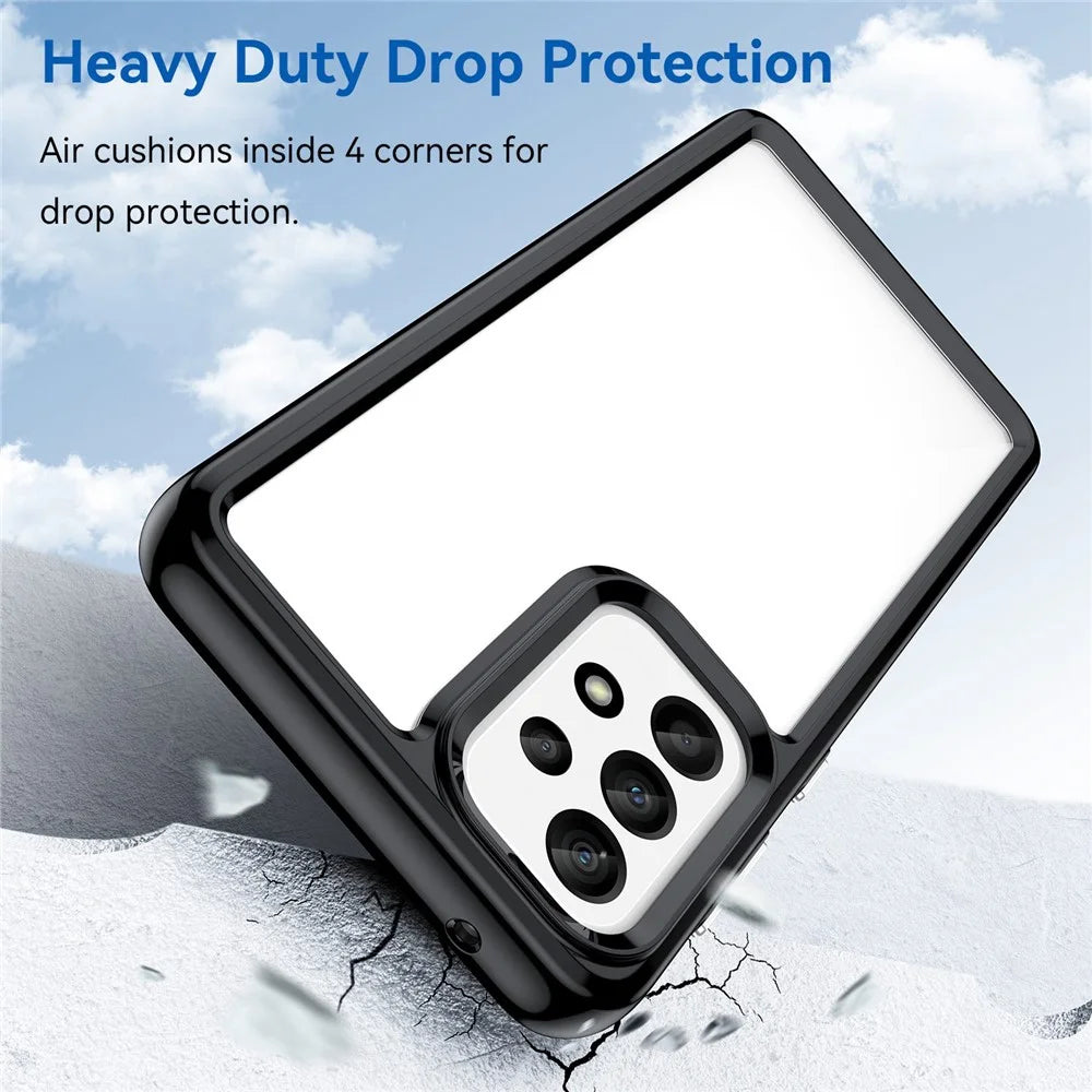 For Samsung Galaxy A33 5G TPU Frame  Acrylic Back Cover Drop-proof Protective Phone Case - Black - 3