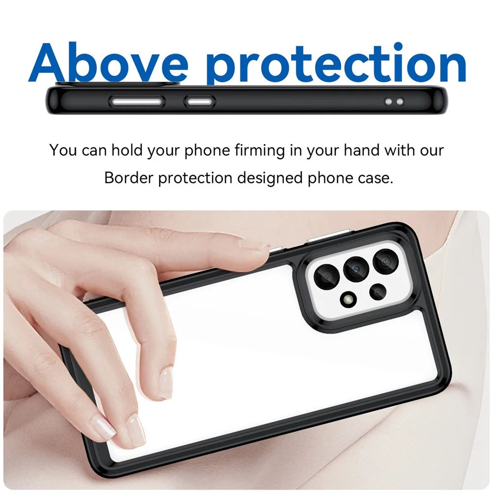For Samsung Galaxy A33 5G TPU Frame  Acrylic Back Cover Drop-proof Protective Phone Case - Black - 4