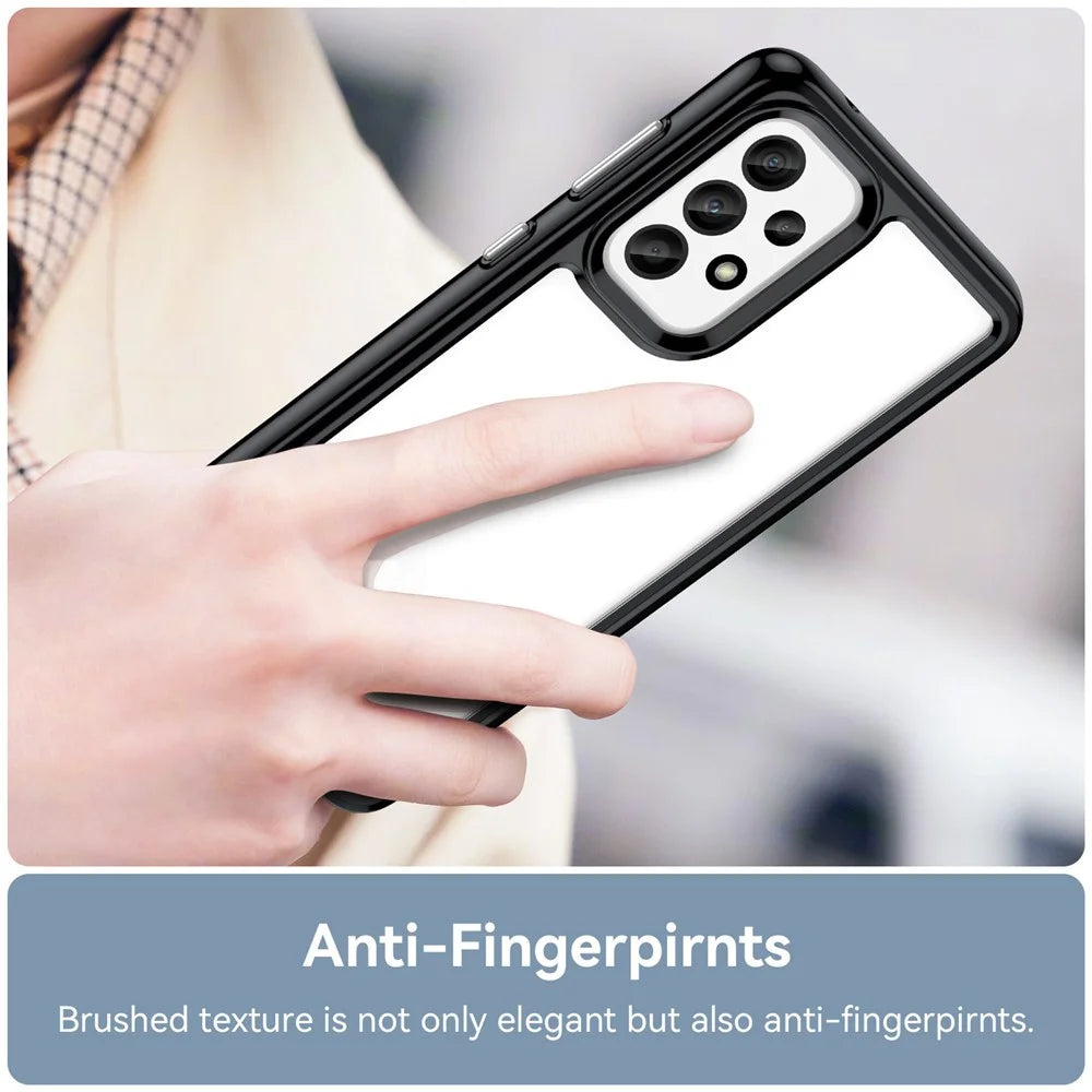 For Samsung Galaxy A33 5G TPU Frame  Acrylic Back Cover Drop-proof Protective Phone Case - Black - 5