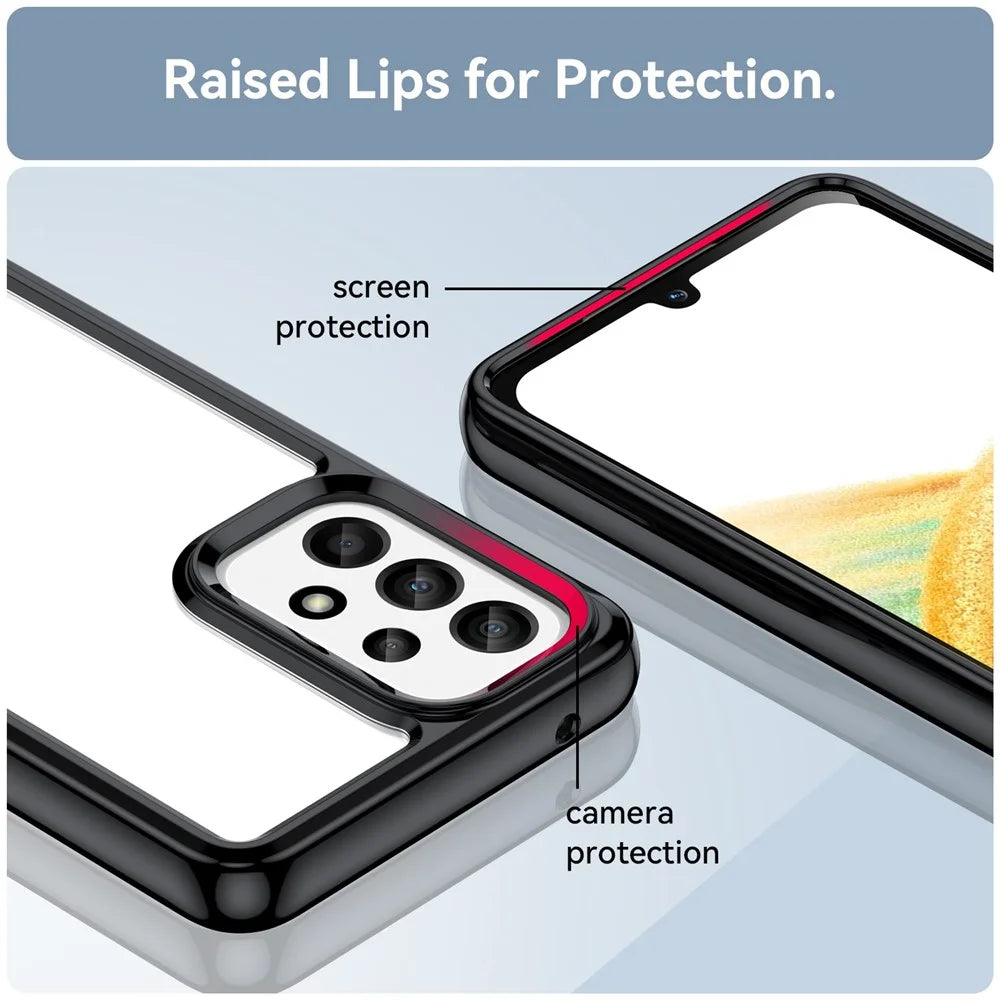 For Samsung Galaxy A33 5G TPU Frame  Acrylic Back Cover Drop-proof Protective Phone Case - Black - 6