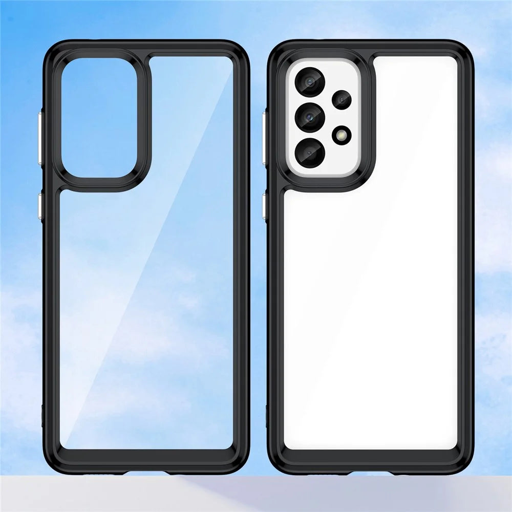 For Samsung Galaxy A33 5G TPU Frame  Acrylic Back Cover Drop-proof Protective Phone Case - Black - 7