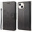 For iPhone 14 6.1 inch Smartphone Shell Imprinted Butterflies Leather Mobile Phone Case Wallet Stand Covering - Black - 1